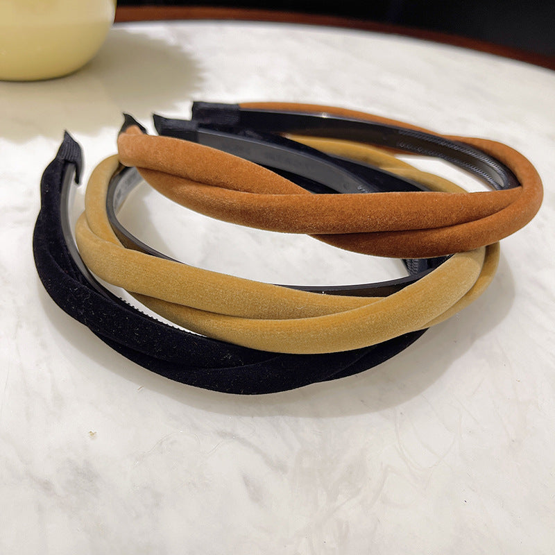 Wholesale Flocking Cloth Fried Dough Twists Braid Sponge Anti-skid Hair Hoop with Teeth